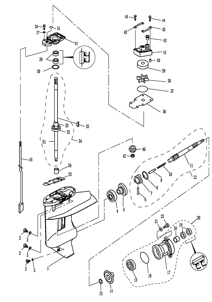 F20A (F15A) - Lower Casing Driver 1 & F20EFI