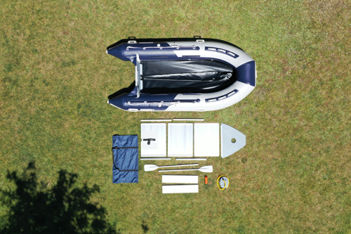 NOARD Schlauchboot 2,70m Mit Aluminiumboden – Für 3 Personen, Bis 10 PS, Navy/hellgrau
